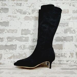 NEW Nordstrom Rack Pailley Black Faux Suede Pointed Toe Kitten Heel Boots M730